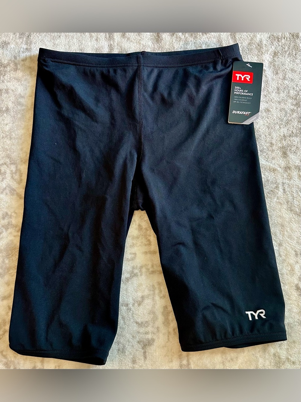 NWT TYR Durafast One Boys Black Jammer Swim Shorts Youth XL 28